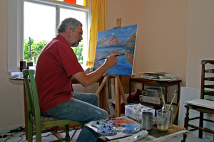 Cockermouth studio - me painting