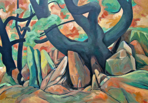 Tree and Rocks 5 (oil)