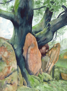 Tree and Rocks 6 (watercolour)